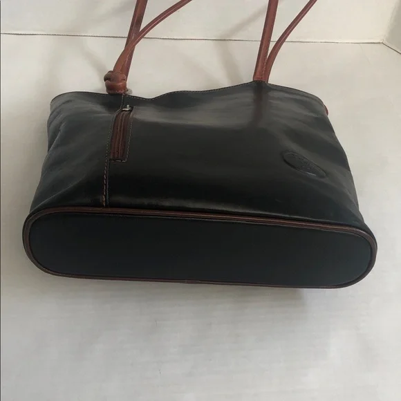 Vera Pelle Italian Leather Black/Brown Shoulder Backpack Bag - Picture 5 of 16